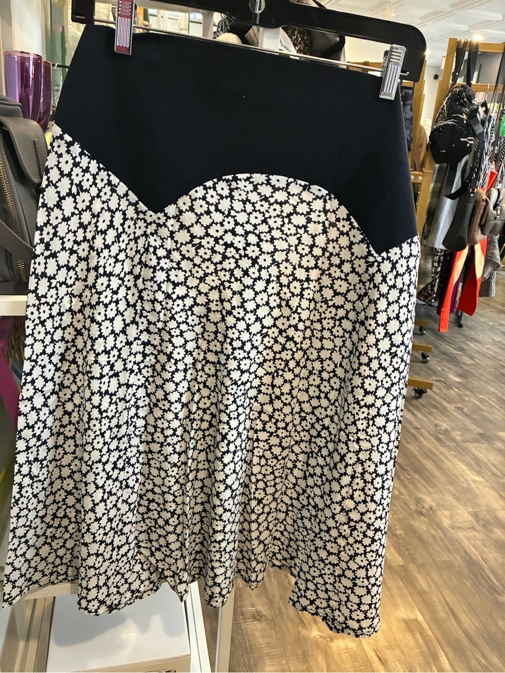 Les Copains Black and White Floral Skirt
